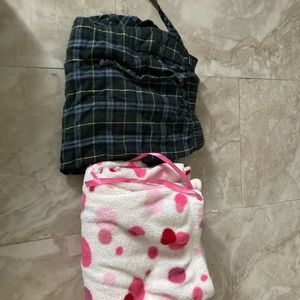 Pink polkadot and green plaid plus size pj pants